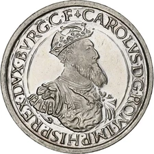 [#1048211] Belgium, 5 Ecu, Charles Quint, 1987, Silver, AU(55-58), KM:166