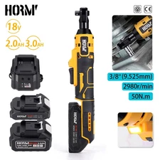 20V Electric Ratchet Cordless Right Angle Impact Wrench 3/8 with 2 Battery Set