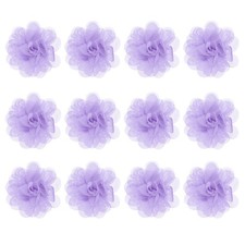 12-Pack Chiffon Flowers 1.97 x 1.97" Fabric Flowers for Craft Lilac 