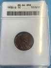 1930-D LINCOLN WHEAT CENT ANACS MS64 BRN Old Soap Box Holder