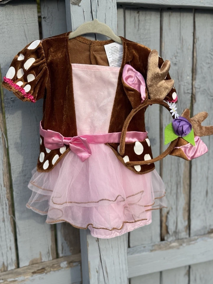 Bebé Ciervo Disfraz Vestido Niña 6-12 Meses Rosa Tutú Falda Diadema Orejas Foto 4 de 4
