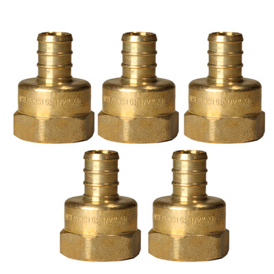 5 Pack XFITTING , 1/2'' Pex-B Female Npt Threaded Adapter Brass Crimp Fitting 