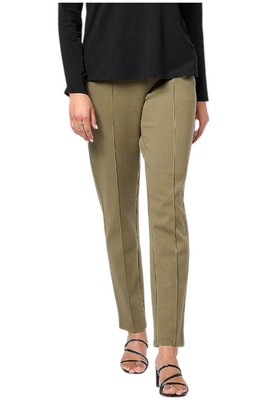 Encore by Idina Menzel Pull-On Slim-Leg Ponte Pants Safari