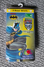 Batman Underwear Underpants Boys 3 Boys' Briefs Sz 4 Glow-in-the Dark New
