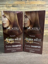 2 Pack Mokeru Permanent Hair Dye Color Shampoo with Argan Oil 500 ML Grape Red