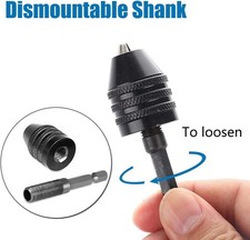 Keyless 3-Jaw Drill Chuck Adapter 1/4 in Hex Shank Integral Mount Set