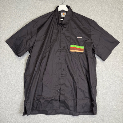 Burger King Men's XL Black Short Sleeve Button Down Shirt Uniform Workwear