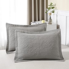 WINLIFE 100 Cotton Quilted Pillow Sham Floral Printed Pillow Cover King Size...