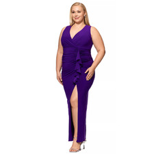 Betsy  Adam Grape Purple Halter Neck Chiffon Gown Formal Event Size 16W