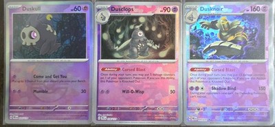 Pokemon Prismatic Evolutions Master Ball Duskull + Pokeball Dusclops & Dusknoir
