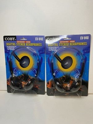 2 Coby Digital Stereo Headphones Super Bass- With Plug-CV-H40 (NEW SEALED)