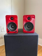 Kanto YU4 Powered Bluetooth Speakers Phono Preamp Gloss Red