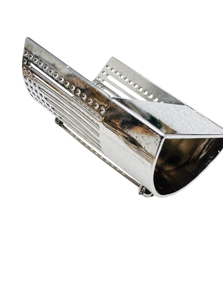 Vintage MMA Metropolitan Museum Modernist Silver Tone Brooch Pin View 4