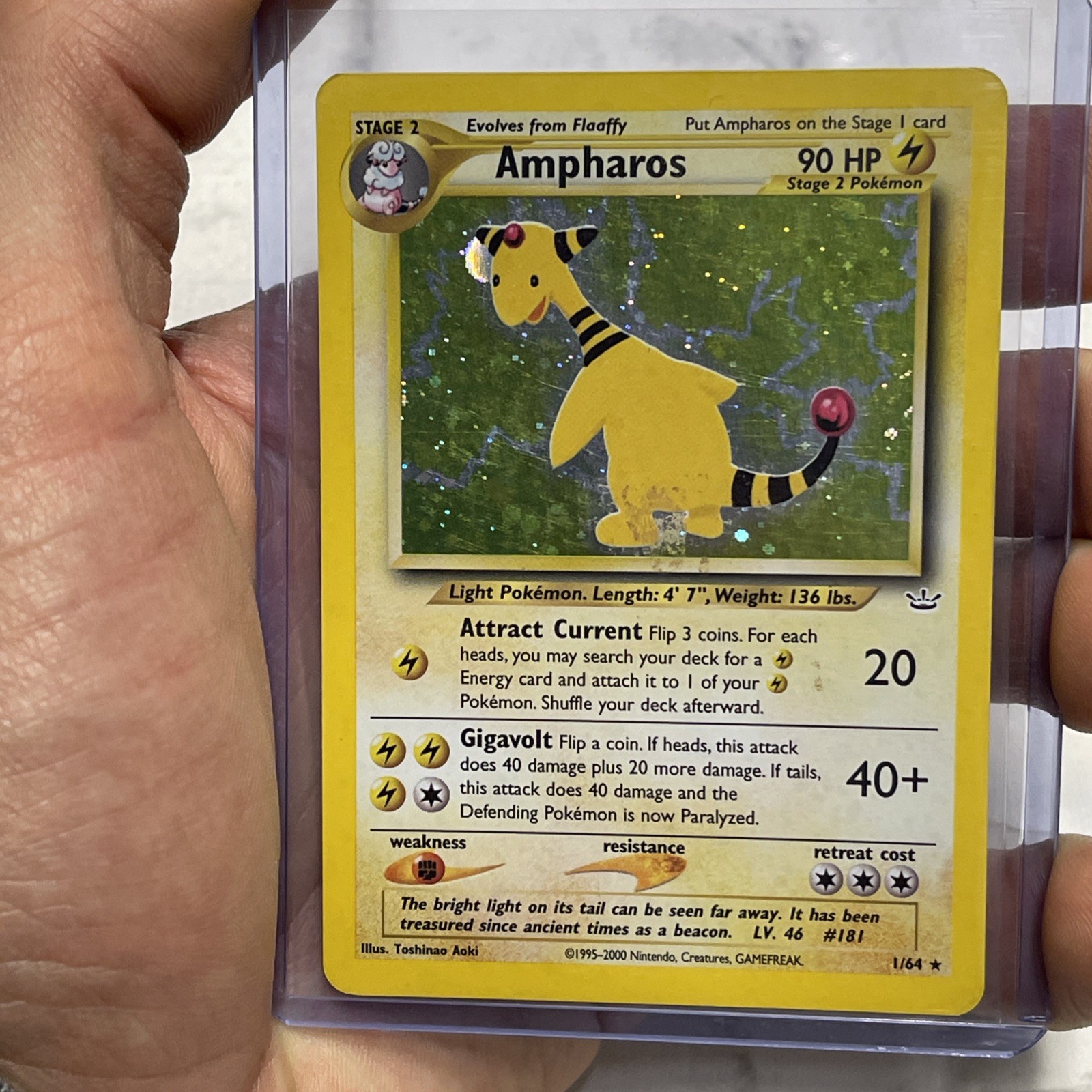 Ampharos - LP - 1/64 - Neo Revelation - Unlimited - Pokemon TCG Holo Rare Card