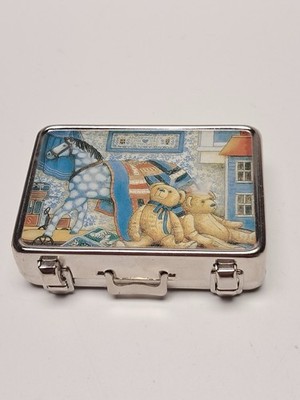 Vintage Mini Sewing Kit Suitcase Teddy Bear Travel Sewing Box Cute