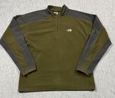 The North Face Fleece Pullover Mens Large Olive TKA 100 Quarter Zip Style A436
