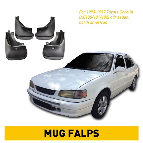 For 1993 1994-1997 Toyota Corolla AE101 4dr Sedan Mud Flaps Splash Guards Black（