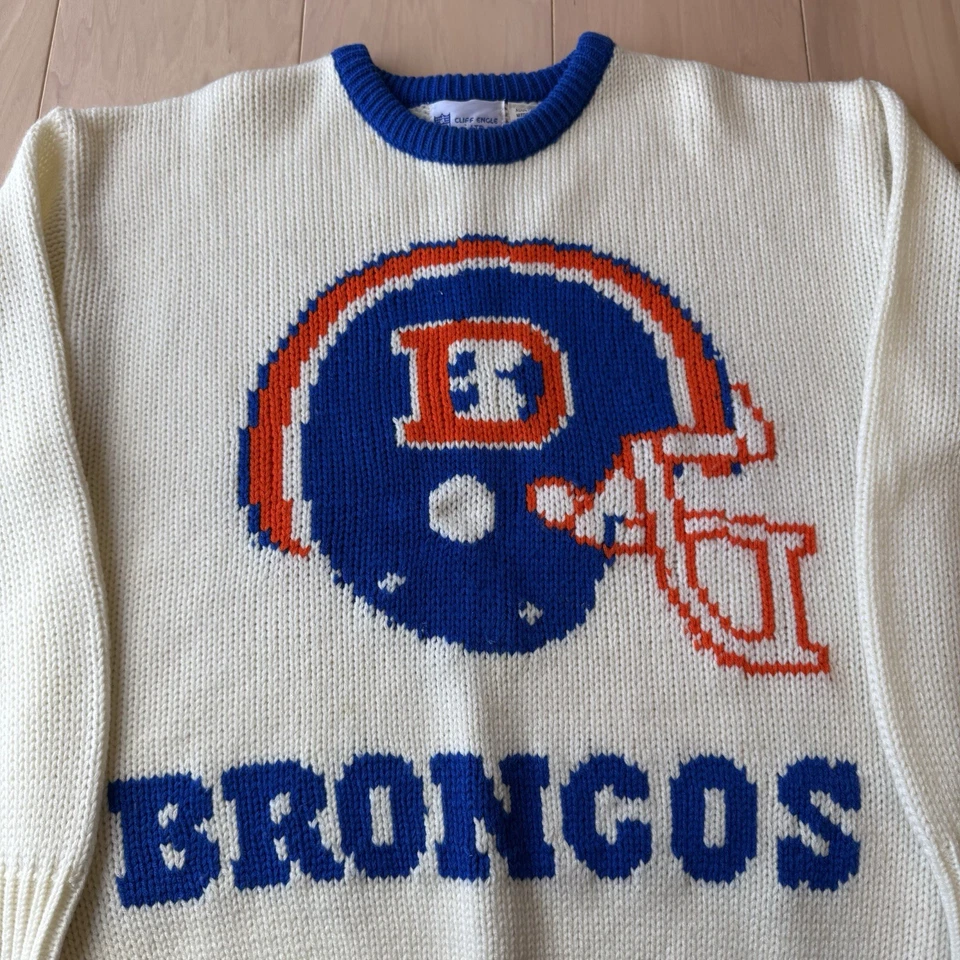 Suéter De Colección Denver Broncos M Multicolor Años 80 NFL Cliff Engle Lana Acrílica Foto 3 de 4