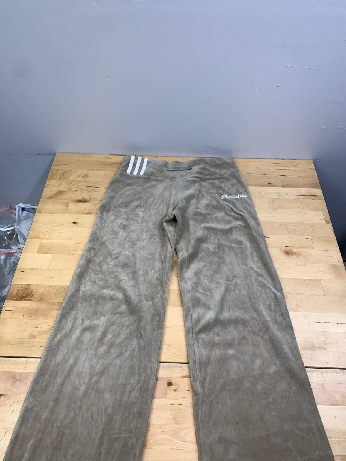 Vintage AdidasVelour Track Pants Women S Tan Y2K Baggy 13137