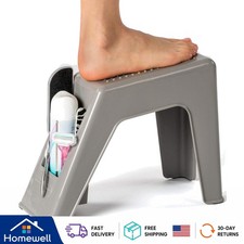 Sturdy Shower Foot Rest with Anti-Skid Feature - Elegant Grey Foam Stool