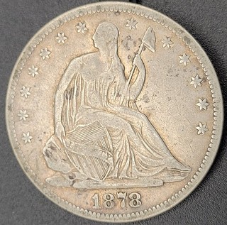 1878 P Philadelphia Mint Seated Liberty Half Dollar Nice Mid Grade Coin
