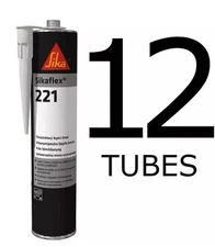 12 x Sikaflex 221 - BLACK - Strong Adhesive Sealant, Sika, Car, Boat