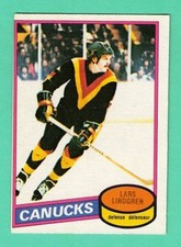 (1) LARS LINDGREN  1980-81 O-PEE-CHEE # 177 CANUCKS ROOKIE MISCUT  CARD  (M2923)