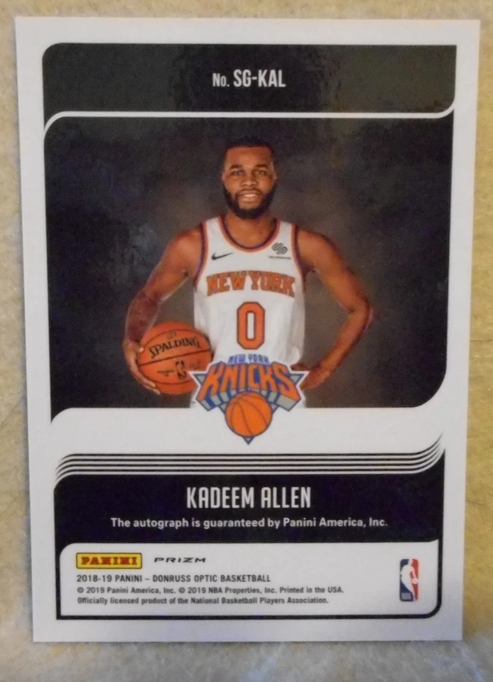 2018-19 Kadeem Allen Donruss Optic Purple Prizm AUTO.....New York Knicks - Image 2 of 2