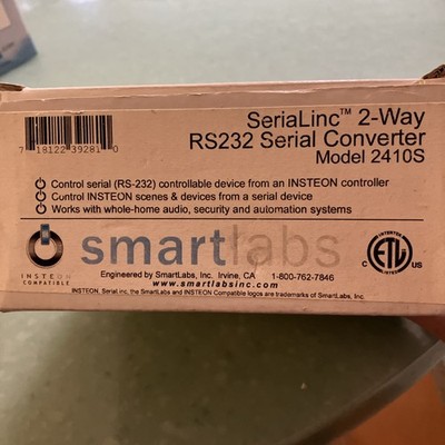 INSTEON Smartlabs SeriaLinc 2-Way RS232 Serial Converter 2410S NEW NIB