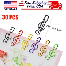 30PCS Music Paper Clips Metal Musical Bookmark Paper Clips for School Office US