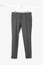 Prada Grey-Check Virgin Wool-Suiting Cuffed Trousers, Size M