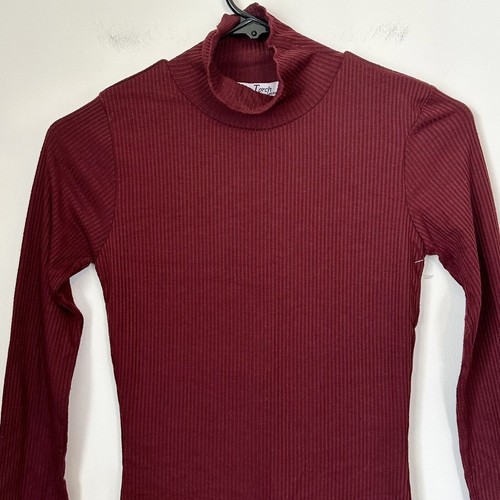 NEU Samt Torch Burgunderrot Gerippt Langarm Kleid - Größe: Small - Bild 3 von 5