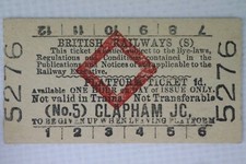 BR British Railways (S) Platform Ticket (No. 5) Clapham Jc. Station