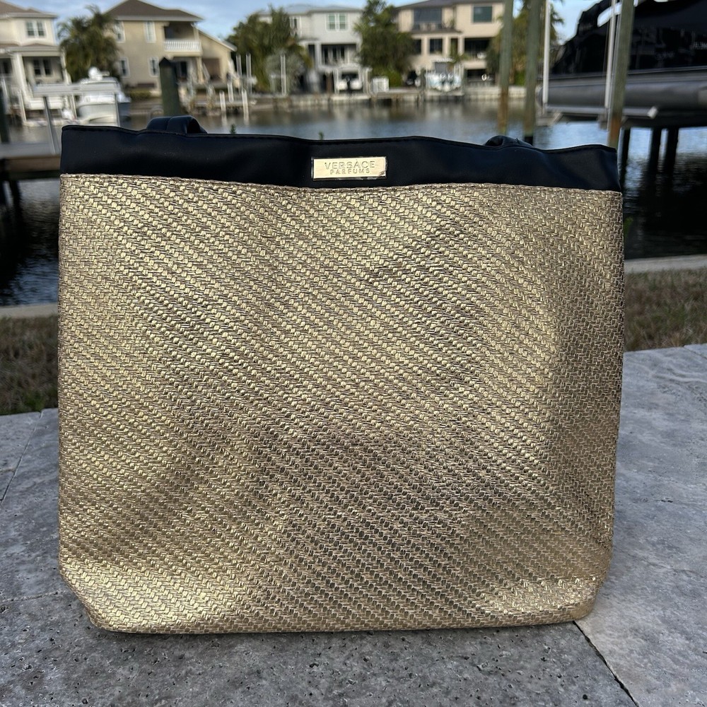 Versace Parfums Gold and Black Large Tote Bag