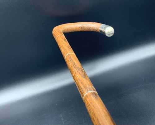 Art Deco Sterling Silver Bamboo Crook Walking Stick Cane Brass Tip circa 1924 - Picture 5 of 10