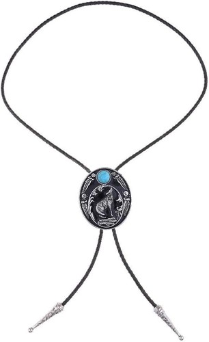 Handmade Western Bolo Tie - Black Round Cowboy Style Accessory - Picture 8 of 8