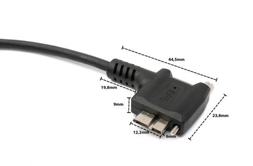 USB 3.0 Cable 30 cm Micro B Plug to Type A Plug Screw Angle in Black - Picture 5 of 5