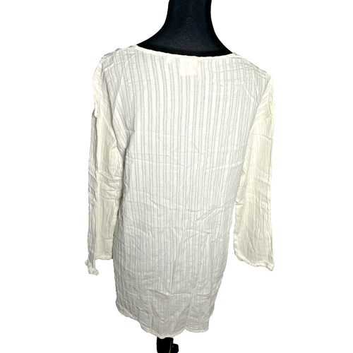 Mambo | Casual Long Sleeve Pull Over / Coverup Top | Cotton | White | Size 14 - Picture 3 of 11