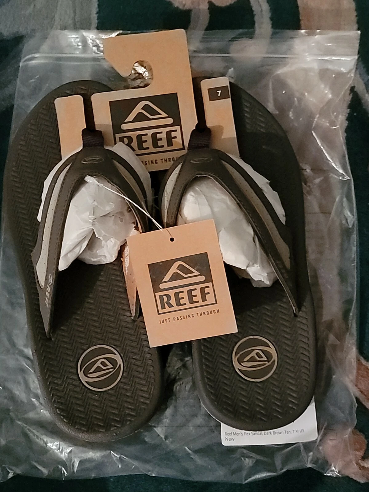 Reef RF002444DBT Men's Flex Dark Brown/Tan Flip Flops Sandals NWT Size 7