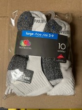 FRUIT OF THE LOOM UNISEX YOUTH ANKLE SOCKS, WHITE, 10 PACK, SIZE LARGE