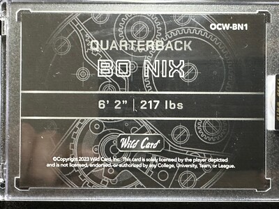 WILD CARD QB1 ON THE CLOCK BO NIX #1/1 ROOKIE RAINBOW PARALLEL RC