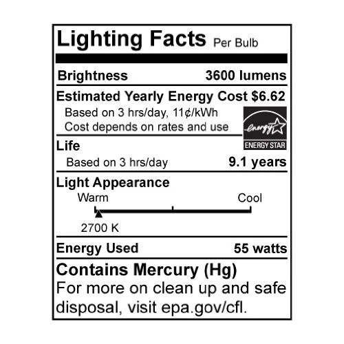 Bulbrite 55W / 250W 120V A19 Warm White Twist CFL E26 Medium Base CF55C/WW - Image 3 of 4