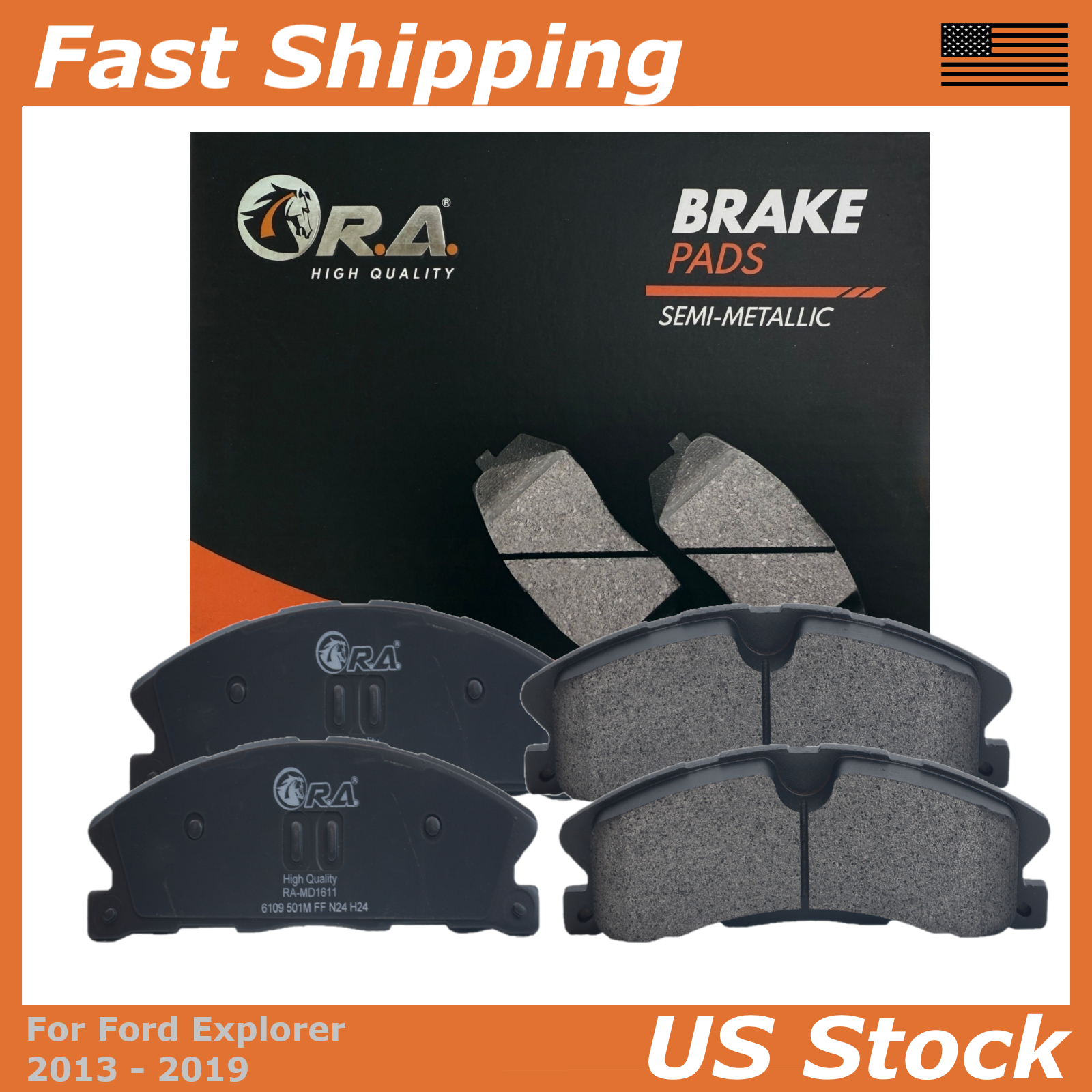 Front Disc Brake Pads for 2013 - 2019 Ford EXPLORER Models with HD Brakes