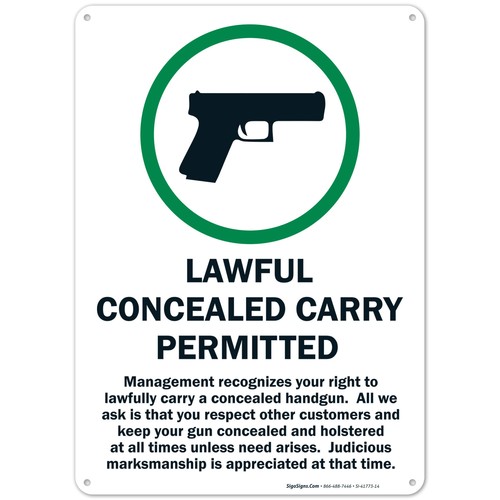 Lawful Concealed Carry Permitted Sign, - Picture 9 of 86