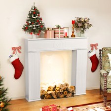 Kaminumrandung, dreitüriger Kaminschrank 107x100 cm, Geheimfach-Kaminkonsole