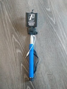 Logoed Selfie stick black wired with extendable flex head & rubber grip handle 