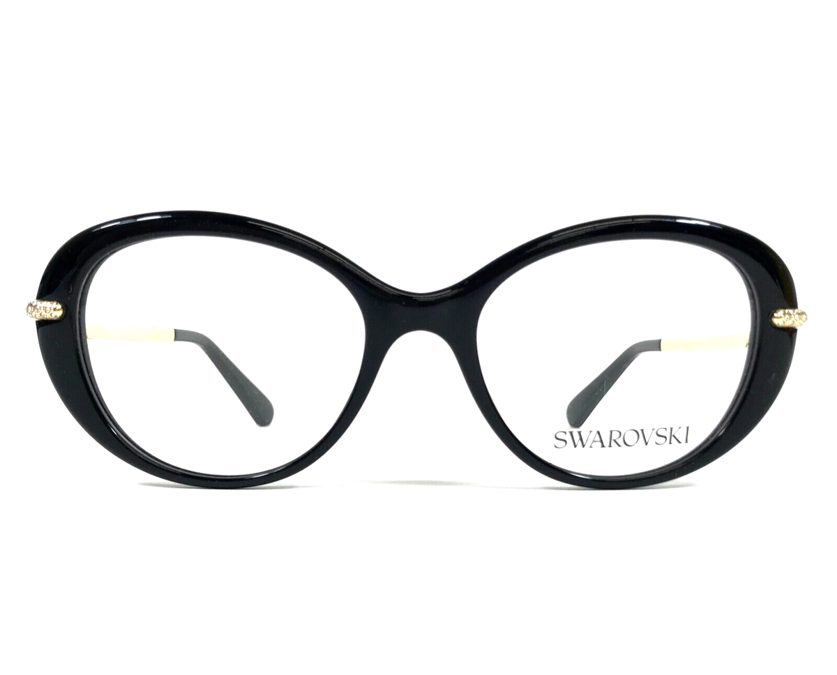 Swarovski Eyeglasses Frames SK2001 1001 Black Gold Round Crystals