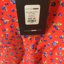 Fashion Nova Womens Dress Red Combo Berry Beaut Printed Backless Mini Size XS