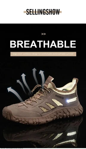 Scarpe Antinfortunistiche Uomo Estive Punta Acciaio Protezione Scarpe da Lavoro Traspiranti - Foto 16 di 32