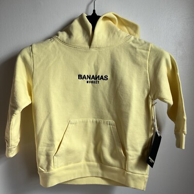 Bananas monkey Kids hoodie Size 6 Youth In Yellow.